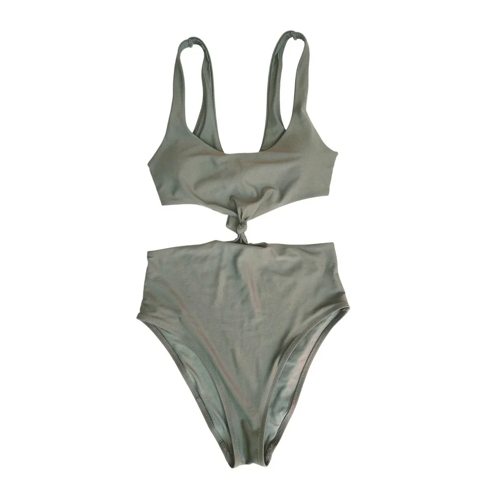 aerie Olive Green One-Piece Swimsuit with Front Knot